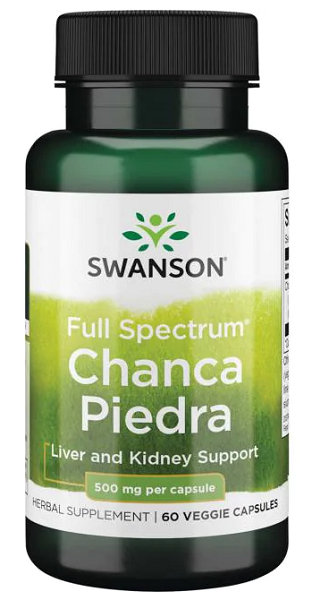 Eine Flasche Swanson Chanca Piedra - 500 mg 60 pflanzliche Kapseln.