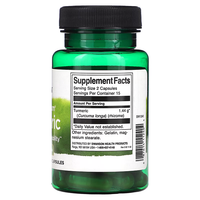 Thumbnail for A Swanson green bottle of Turmeric 720 mg, 30 capsules, features a label highlighting curcuminoids for joint support, along with supplement facts, serving size, and manufacturer information.