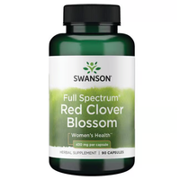 Thumbnail for Swanson's Full Spectrum Red Clover Blossom contains 90 capsules, each offering 430 mg, designed for women's health. It's rich in isoflavones and particularly supports menopausal health.