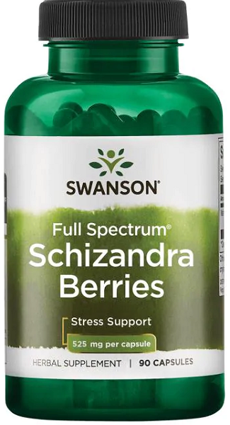 Swanson Schizandra Beeren - 525 mg 90 Kapseln, ein Adaptogen und Lebertonikum für ganzheitliches Wohlbefinden.