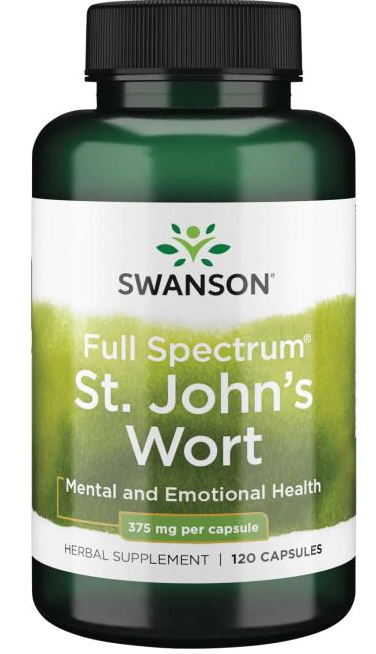 Swanson offers a high-quality full spectrum St. John's Wort supplement for mood regulation and emotional wellbeing, the St. Johns Wort - 375 mg 120 caps by Swanson.