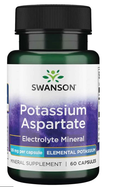 Swanson Kalium Aspartat - 99 mg 90 Kapseln Nahrungsergänzungsmittel Kapseln mit dem Elektrolyt-Mineral Kalium Aspartat.