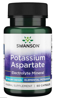 Vorschaubild für Swanson Kalium Aspartat - 99 mg 90 Kapseln Nahrungsergänzungsmittel Kapseln mit dem Elektrolyt-Mineral Kalium Aspartat.