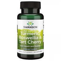 Thumbnail for Swanson's Turmeric, Boswellia & Tart Cherry, designed for joint health and mobility, offers 60 herbal supplement capsules.