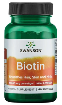 Vorschaubild für Swanson Biotin - 10000 mcg 60 softgel Nahrungsergänzungsmittel nährt Haare, Haut und Nägel.