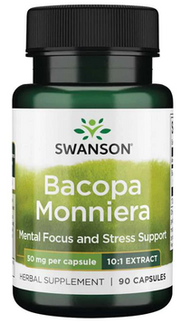Vorschaubild für Swanson Bacopa Monnieri 10:1 Extrakt ist ein Nahrungsergänzungsmittel, das die geistige Konzentration fördert und Stress reduziert.