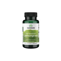 Thumbnail for A bottle of Swanson Full Spectrum Lemongrass 400 mg 60 Capsules supplement, labeled as an antioxidant and immune system support source, containing 60 capsules.