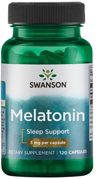 Swanson Melatonin - 3 mg 120 Kapseln Schlafunterstützung.