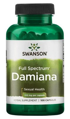 Eine Flasche Swanson Damiana - 510 mg 100 Kapseln.
