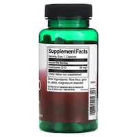 Thumbnail for A green Swanson Coenzyme Q10 30 mg bottle with 120 capsules features a label detailing supplement facts, ideal for cardiovascular health support.