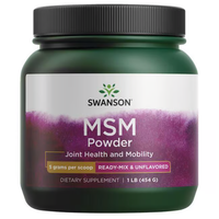 Thumbnail for Swanson MSM Powder in a green container supports joint health and mobility with collagen, is 