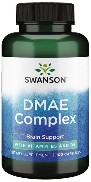 Eine Flasche Swanson DMAE Complex 100 Kapseln.