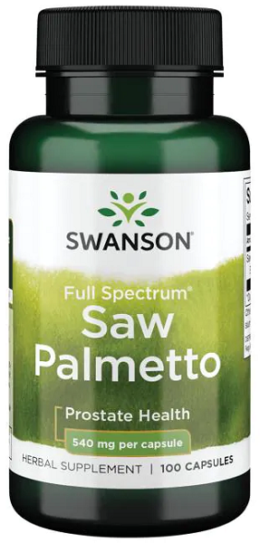 Ein Nahrungsergänzungsmittel zur Unterstützung der Prostata mit Swanson's Saw Palmetto - 540 mg 100 Kapseln.
