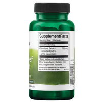 Thumbnail for Swanson's Olive Leaf Extract 750 mg, 60 Capsules, features a green bottle with a supplement facts label. It contains oleuropein for immune support and clearly lists other ingredients.