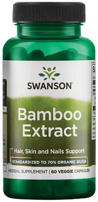 Daumennagel für Ein Nahrungsergänzungsmittel Flasche Swanson Bambus-Extrakt - 300 mg 60 Veggie-Kapseln.