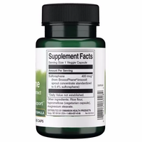 Thumbnail for Displayed is a bottle of Swanson's Sulforaphane from Broccoli Sprout Extract 400 mcg, featuring BroccoPhane® and other ingredients like rice flour and hypromellose in 60 veggie capsules, ensuring a balanced blend for optimal nutrition.