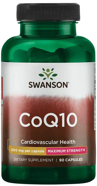 Eine Flasche Swanson Coenzym Q10 - 200 mg 90 Kapseln.