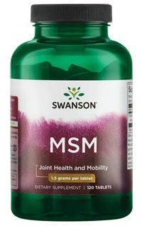 Vorschaubild für Eine Flasche Swanson MSM - 1.500 mg 120 Tabletten, bekannt für seine Vorteile für die Gelenkgesundheit und die Unterstützung der Kollagenstruktur. Mit seinen starken entzündungshemmenden Eigenschaften ist dieses Nahrungsergänzungsmittel ein Muss für die Erhaltung des allgemeinen Wohlbefindens.