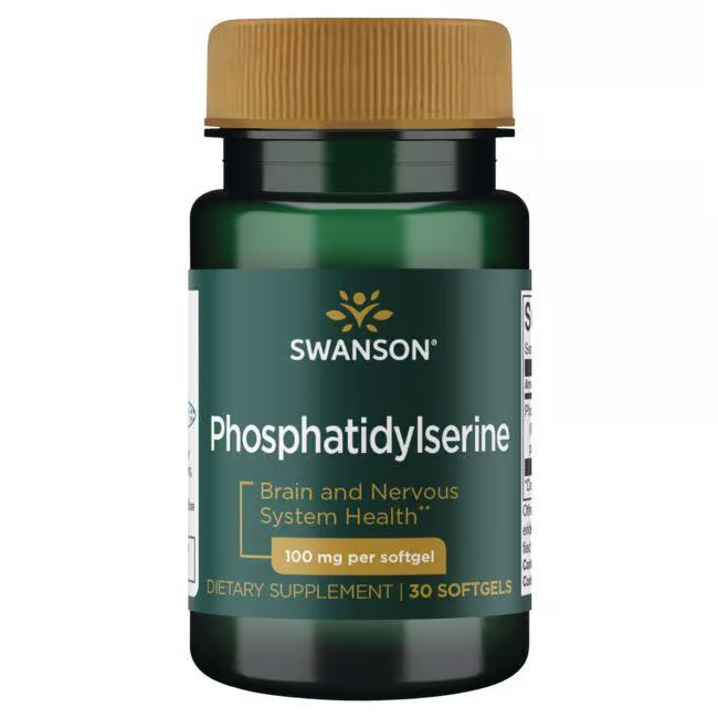 Swanson's Phosphatidylserine 100 mg 30 Softgels enhance cognitive function and support brain and nervous system health.