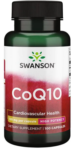 Eine Flasche Swanson Coenzym Q1O - 120 mg 100 Kapseln.