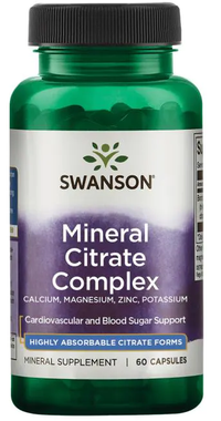 Vorschaubild für Swanson Multi Mineral Citrate - Calcium, Magnesium, Zink, Kalium - 60 Kapseln ist ein hoch resorbierbares Nahrungsergänzungsmittel in Citratform, das den Blutfett- und Blutzuckerstoffwechsel unterstützt.