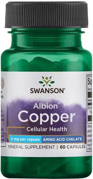 Swanson Kupfer - 2 mg 60 Kapseln Albion Chelated zelluläre Gesundheit 60 Kapseln.