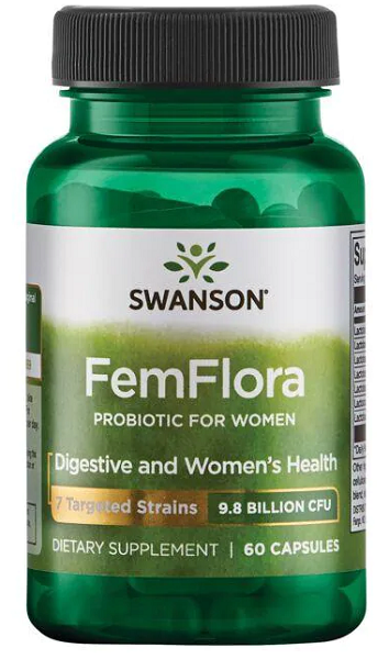 Eine Flasche Swanson's FemFlora Probiotic für Frauen - 60 Kapseln.
