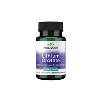 Thumbnail for The Swanson Lithium Orotate supplement, labeled for brain and nervous system health, supports mood and enhances neurotransmitter activity, and is available in a bottle containing 60 vegetarian capsules with a dosage of 5 mg each.