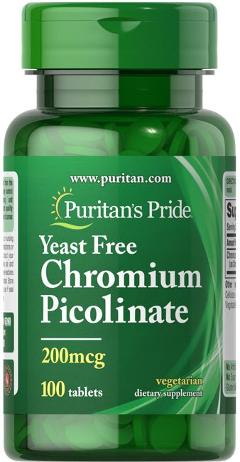 Puritan's Pride Chrom Picolinat 200 mcg Hefefrei 100 Tabletten.