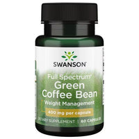 Thumbnail for A bottle of Swanson Green Coffee Bean 400 mg 60 Capsules dietary supplement, labeled for weight loss with chlorogenic acid, 60 capsules total.