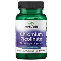 Thumbnail for Bottle of Swanson Chromium Picolinate - Featuring Chromax 200 mcg 60 Capsules dietary supplement for glucose metabolism and weight management.