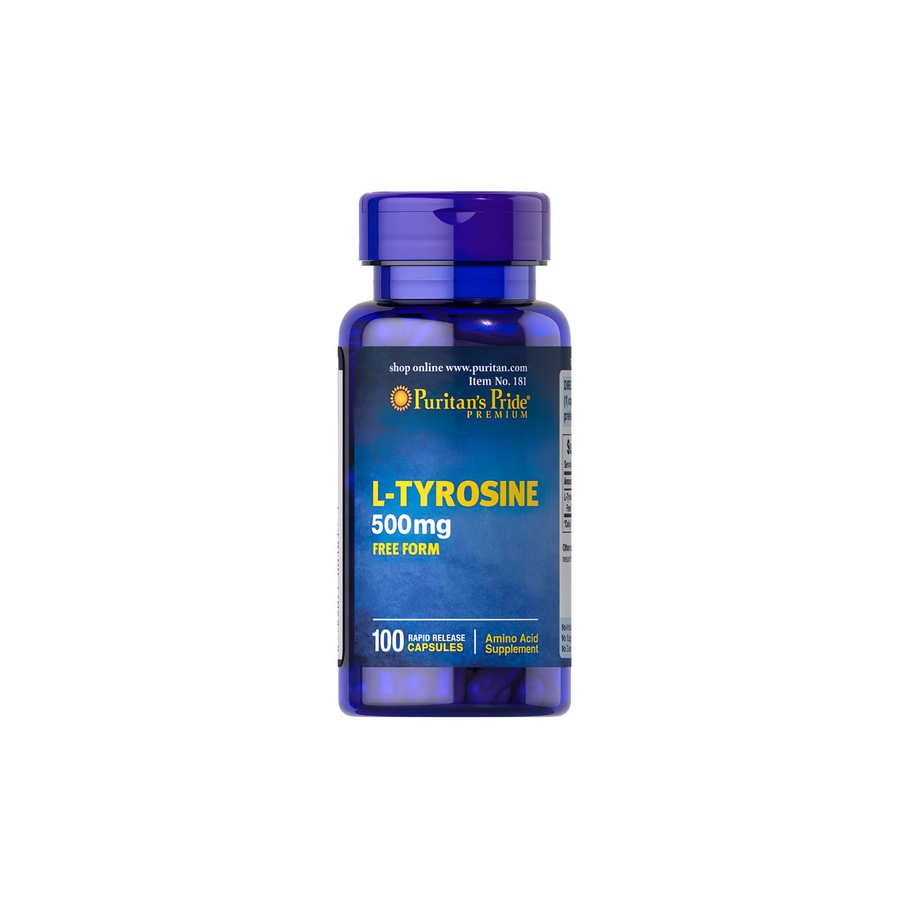 L-Tyrosin 500 mg Freie Form 100 Rapid Release Caps - Vorderseite