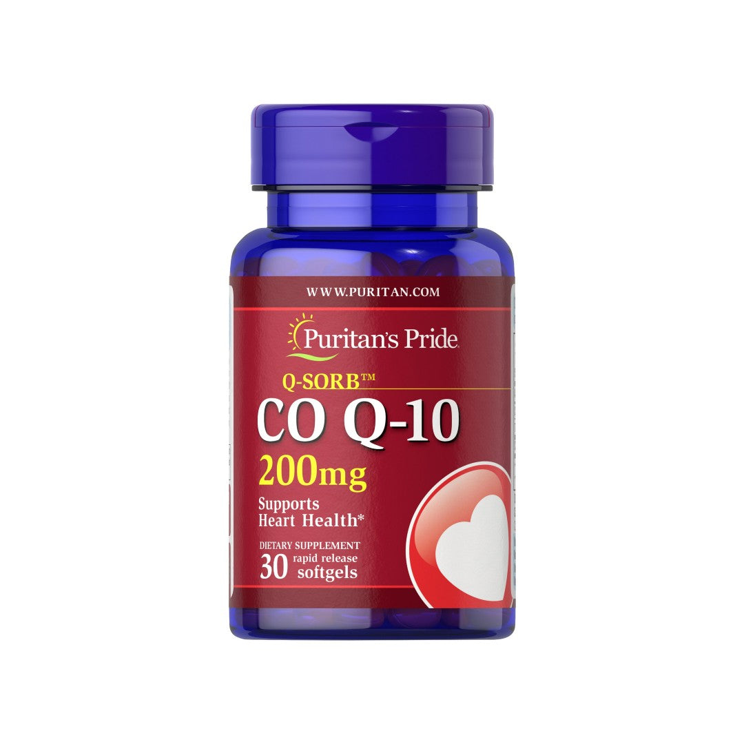 Eine Flasche Coenzym Q10 - 200 mg 60 Rapid Release Softgels Q-SORB™ Puritan's Pride.