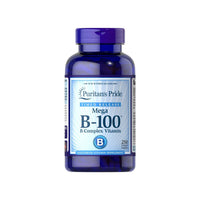 Thumbnail for A bottle of Vitamin B-100 Complex Timed Release 250 Coated Caplets from Puritan's Pride - 100 supplements.