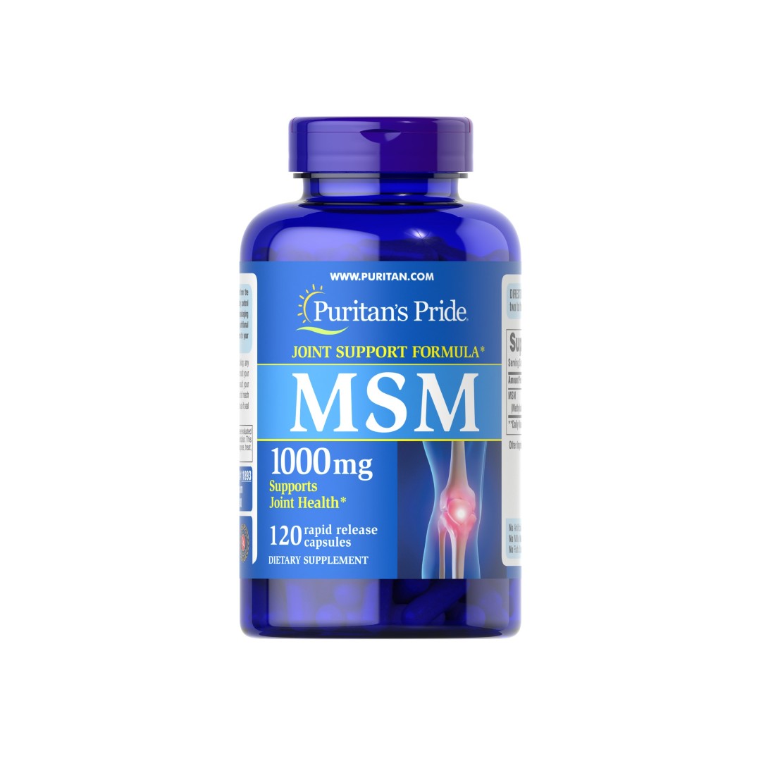 Puritan's Pride MSM 1000 mg 120 Rapid Release Capsules fördern die Gesundheit der Gelenke und des Bindegewebes.