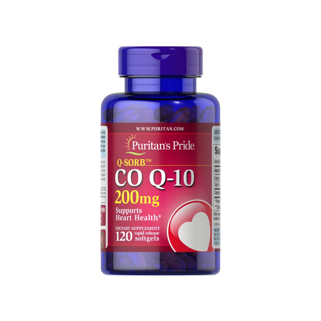 Eine Flasche Coenzym Q10 Rapid Release 200 mg 120 Sgel Q-SORB™ von Puritan's Pride.