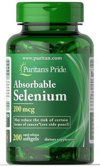Thumbnail for Verbessere die Schilddrüsenfunktion und unterstütze die Gesundheit des Immunsystems mit Puritan's Pride Selen 200 mcg 200 Weichkapseln, angereichert mit starken Antioxidantien.