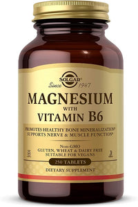 Vorschaubild für Eine Flasche Solgar Magnesium mit Vitamin B6 250 Tabletten.
