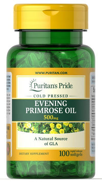 Vorschaubild für Puritan's Pride Nachtkerzenöl 500 mg mit GLA 100 Weichkapseln mit schneller Freisetzung.