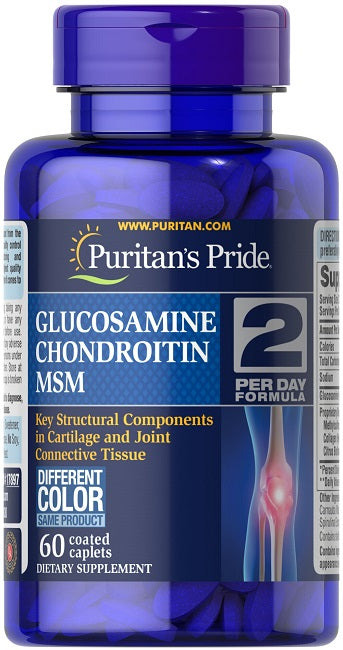 The Triple Strength Glucosamine, Chondroitin & MSM 60 coated caplets from Puritan's Pride is a dietary supplement available in a convenient 60-capsule bottle. This formula specifically targets joint health by combining the powerful ingredients.