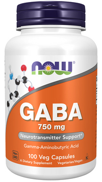 Vorschaubild für Now Foods GABA 750 mg 100 Gemüsekapseln.