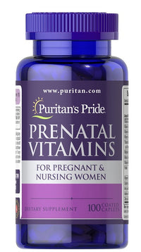 Vorschaubild für Puritan's Pride Pränatale Vitamine 100 überzogene Kapseln für schwangere und stillende Frauen, angereichert mit Folsäure.