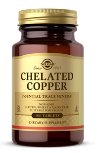 Thumbnail für Solgar's Chelated Copper 2,5 mg 100 Tabletten ist ein essentielles Spurenelement.