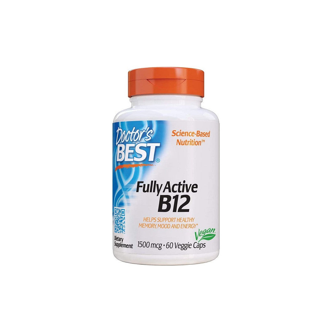 Doctor's Best Vitamin Active B-12 1500 mcg 60 Veggie capsules is a high-quality supplement designed to support the health of the brain and red blood cells.