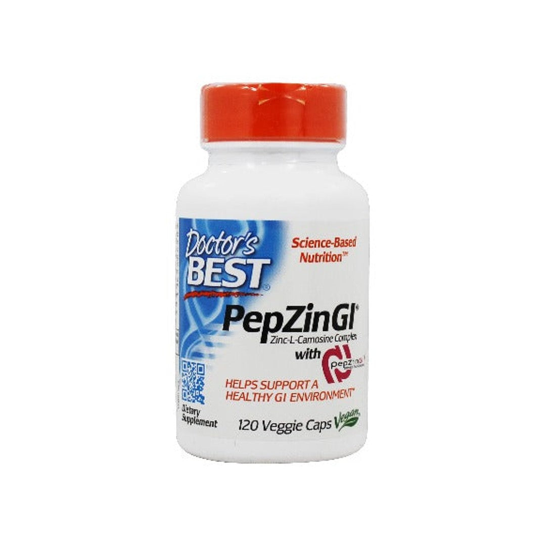 Ein Nahrungsergänzungsmittel für die Magengesundheit, das speziell für gelegentliche Magenbeschwerden entwickelt wurde und PepZin GI 120 Veggie-Kapseln enthält.