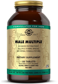 Thumbnail for Eine Flasche Solgar Male Multiple Multivitamins & Minerals for Men 120 Tabletten.