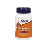 Thumbnail for Now Foods Vitamin A 10000 IU 100 softgel provides antioxidant protection and is derived from cod liver oil.
