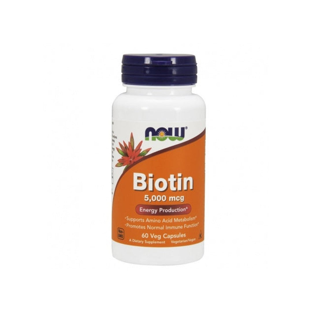 Now Foods Biotin 5000 mcg 60 pflanzliche Kapseln - Nahrungsergänzungsmittel.