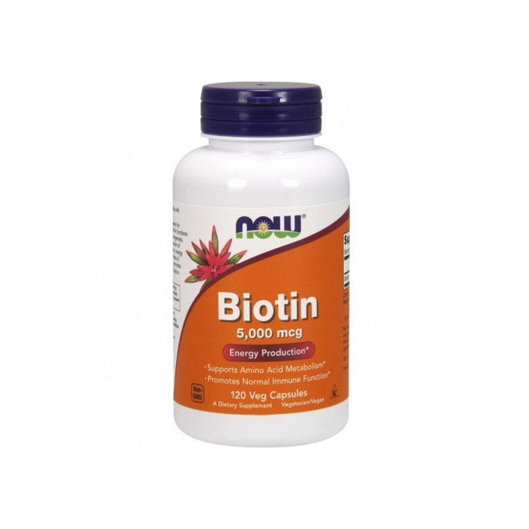 Now Foods Biotin 5000 mcg 120 pflanzliche Kapseln Nahrungsergänzungsmittel.
