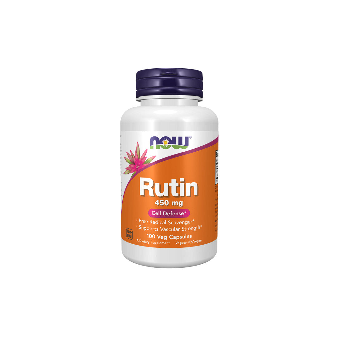 Now Foods Rutin 450mg 100 pflanzliche Kapseln - Natürliches Bioflavonoid für Kapillaren.